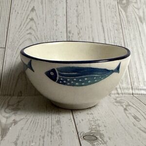 Papart Seramik Sauce Dipping Bowl Small Accent 4" X 2" Hand painted Fish Ocean